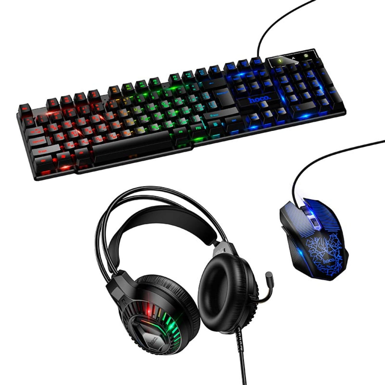 ست گیمینگ برند هوکو مدل DI86 با نورپردازی RGB