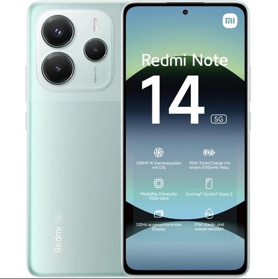 گوشی موبایل شیائومی مدل Redmi Note 14 5G دو سیم کارت ظرفیت 256 گیگابایت و 8 گیگابایت رم - پک چین