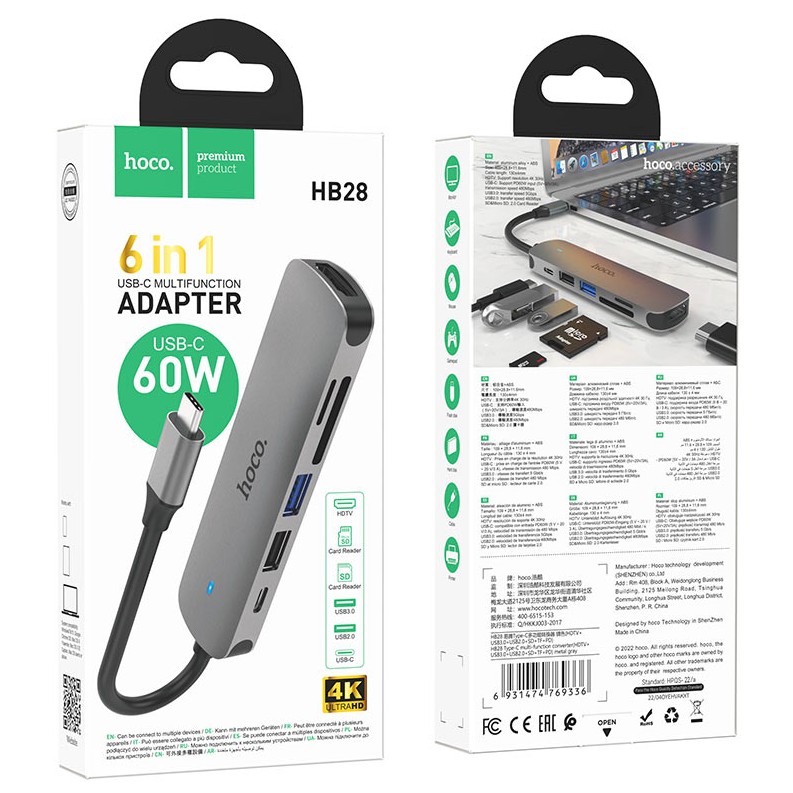 Type-C hub “HB28” HDTV,PD,USB3.0,USB2.0,SD,TF